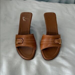 White Mountain Tan Slide Sandals